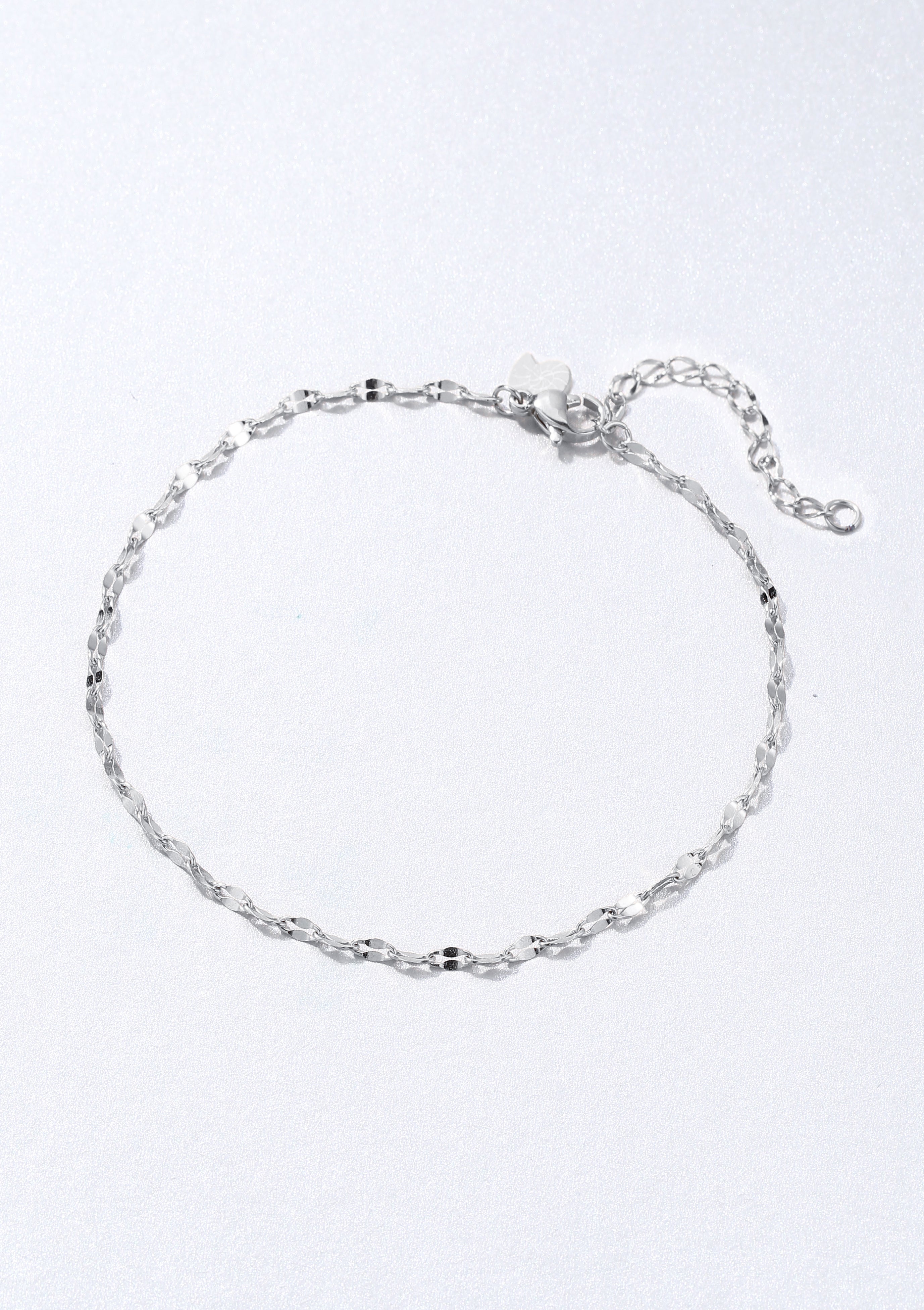 Tobillera de Cadena Rolo Aplanada en Plata
